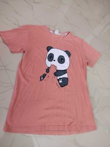 Cute Panda Peach Tshirt For Women