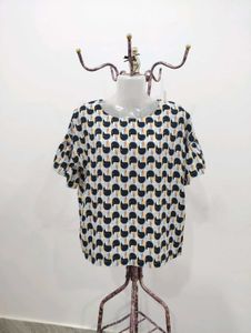 Patterned Ruffle Sleeve Top