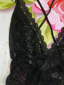 (434)Black Lace Bodysuit