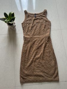 Brown Textured Mini Dress