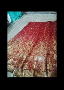 Red &amp; Gold Ethnic Skirt bridal lehenga