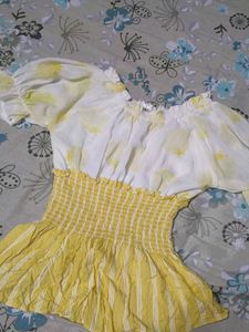 Yellow Floral Smocked Top