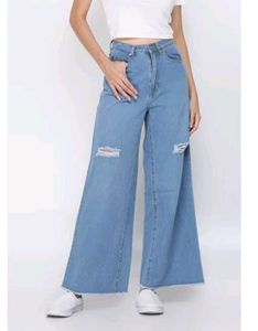Ripped Wide Leg Jeans, Size 30