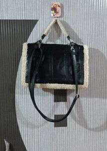 Black &amp; Cream Faux Fur Trim Bag