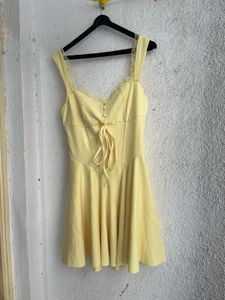 Yellow Mini Dress with Lace Detail