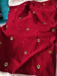 New Red And Creme Saree