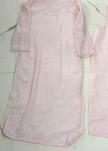 Baby Pink Chikankari Kurti With Lining