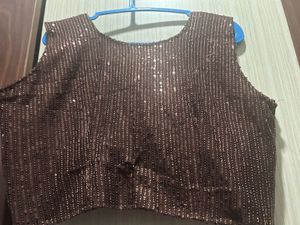 Sequined Brown New Readymade Blouse