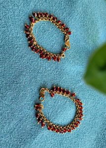 Red &amp; Gold anklets Set For Baby