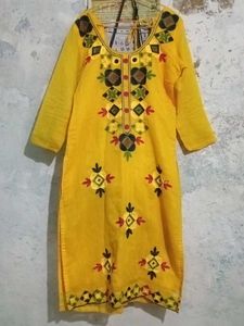 Embroidered Yellow Kurta
