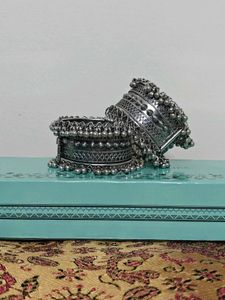Silver Tribal Bangles - Set of 2