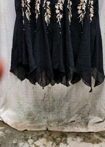 Floral Detail Black Dress