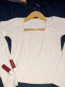WhiteLong Sleeve Crop Top