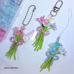 Name Flower Keychain+free Earing