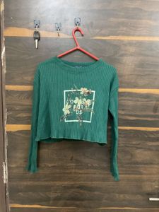 Green Floral Crop Top