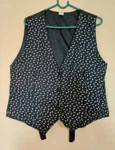 Formal Black w White Pattern Vest