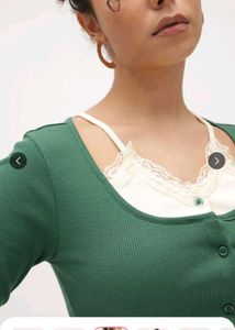 Green Long Sleeve Crop Top