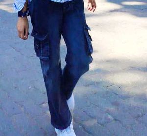 A Woman Cargo Jeans.