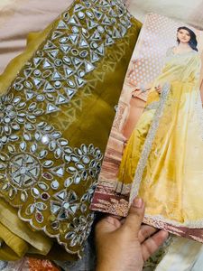 Designer mirror work saree