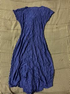 Blue V-Neck Midi Dress