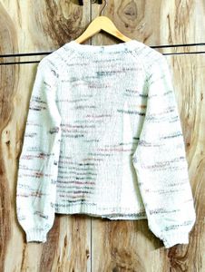 Soft Wool Off White Cardigan Size-40