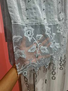 grey embroidery stole.