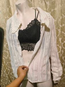 lace bralette with cardigan