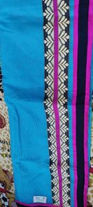 Blue color tissue cotton border lace saree