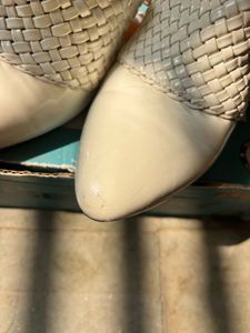 Vintage White Woven Mules