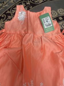 Cute Peach Dress with Floral Detail