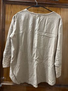 H&amp;M first copy Beige Embroidered tunic