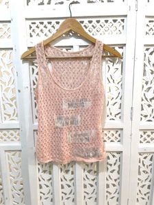 Trendy Pink Crochet Tank Top(A)