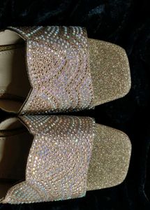 Gold Glitter Embellished Heels