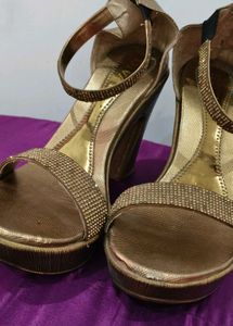 Gold Glitter Heel Sandals