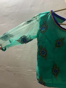 Teal Peacock Blouse