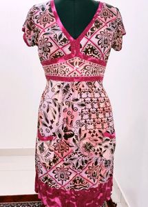 Pink Floral Print Dress