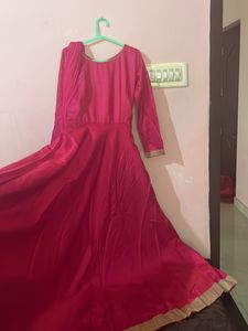 Pink &amp; Gold Embellished Anarkali Suit