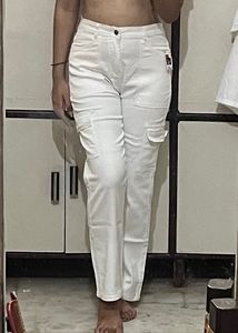White Wide Leg Cargo
