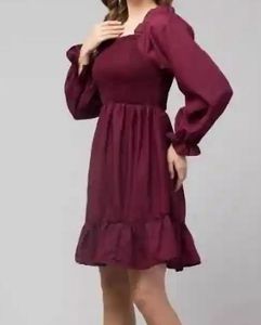 Burgundy Swiss Dot Long Sleeve Top
