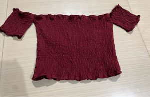 Burgundy Off-Shoulder Top