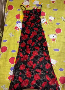 Floral Mesh Midi Dress