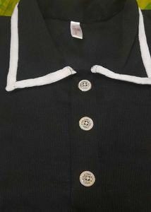 Black &amp; White Collared Top