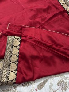 Pure silk Vintage Deep red Banarasi saree