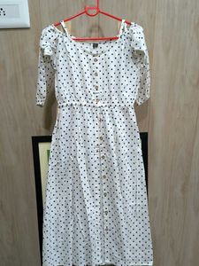 Polka Dot Style White Colour Kurti
