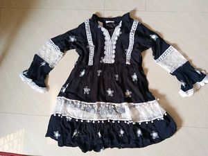 Black Short Round Kurta