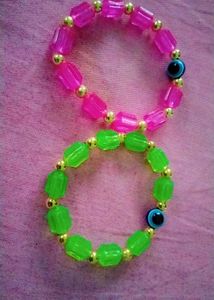 Pink & Green Beaded Bracelets