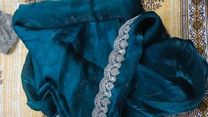 Designer Teal Green Festive Saree