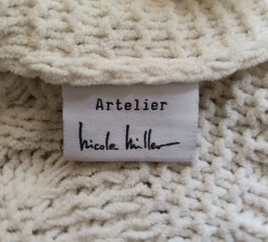 Artelier Cable Knit Chenille Throw Blanket Ivory F