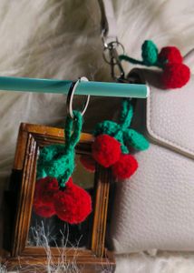 Cute Crochet Cherry Keychain