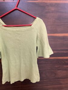 Green Flared Sleeve Top